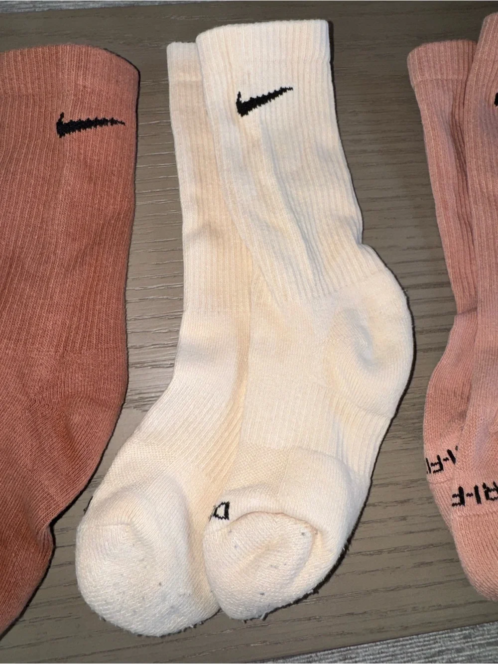Nike Kids dri-fit Crew Socks in Pink, Peach, Cream & Rust Tones